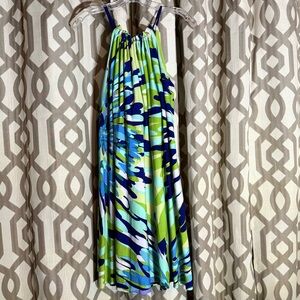 Dressbarn Green and Blue Patterned Dress 0122